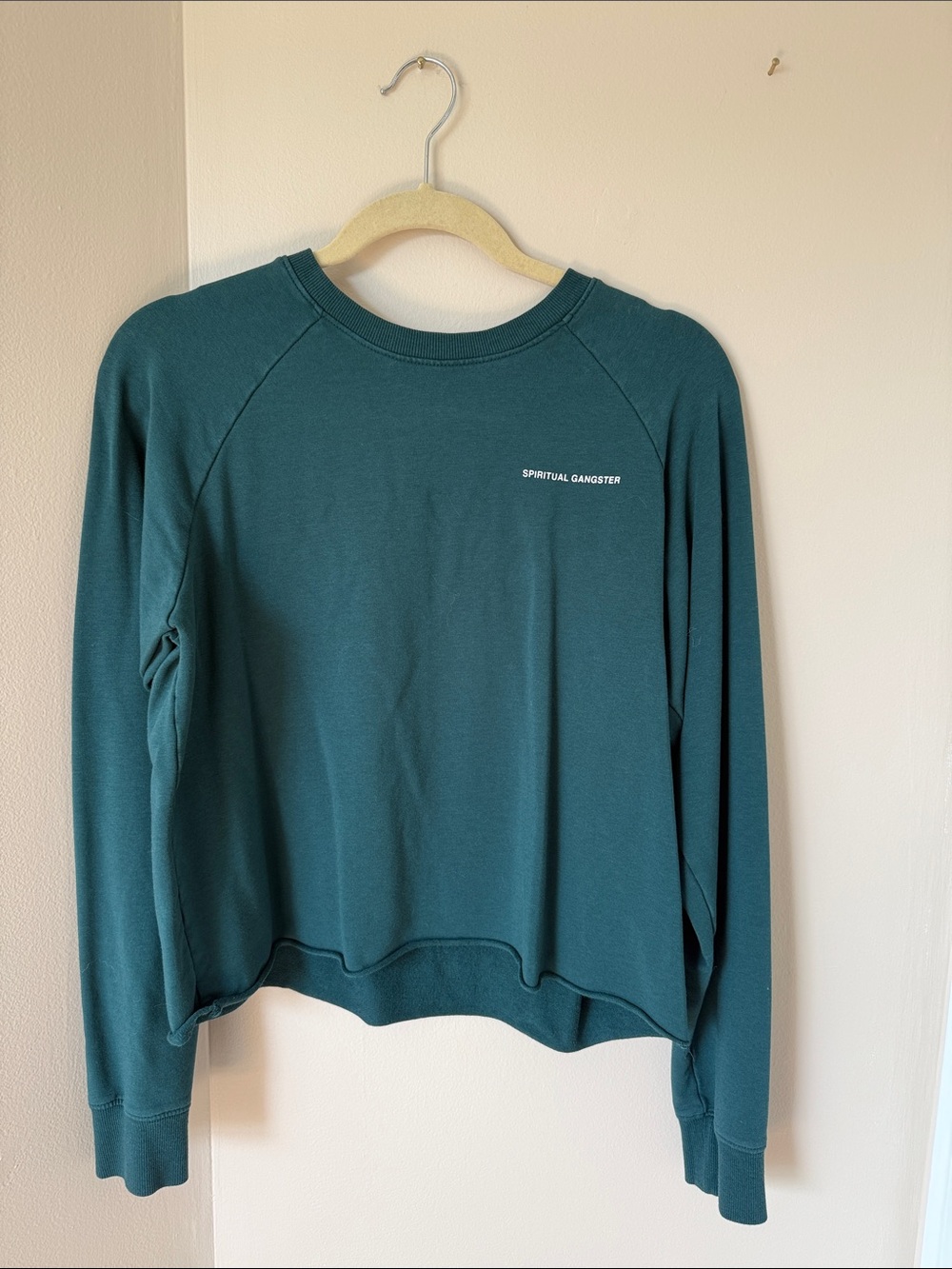 Spiritual Gangster Deep Teal Crewneck Sweatshirt, Medium